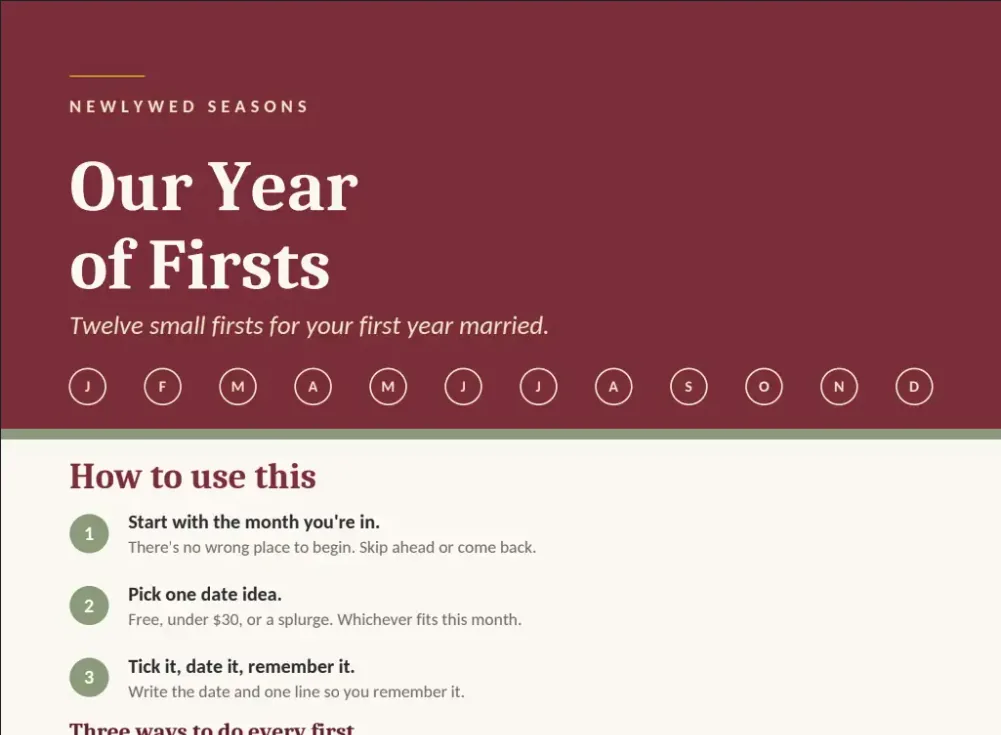 Page 1 of Our Year of Firsts